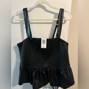 NWT Torrid 2X black smocked peplum crop
